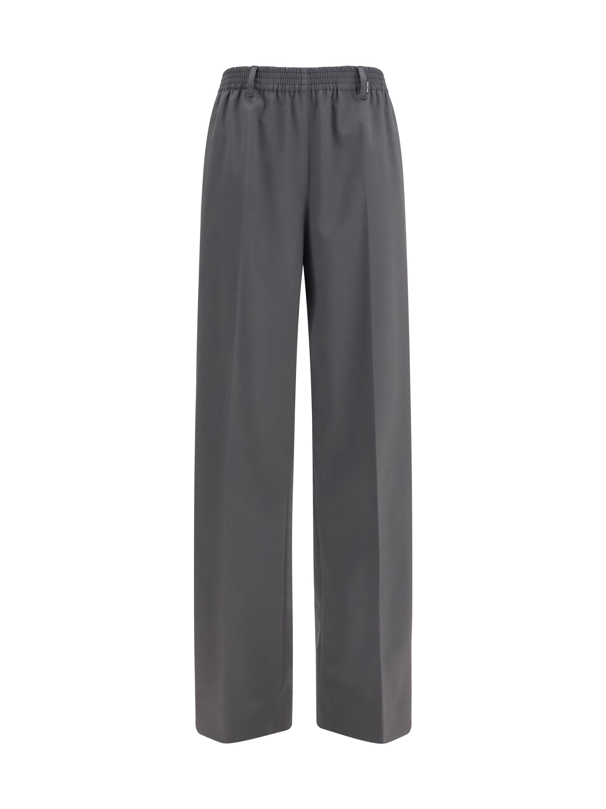 elasticated straight leg wool pants