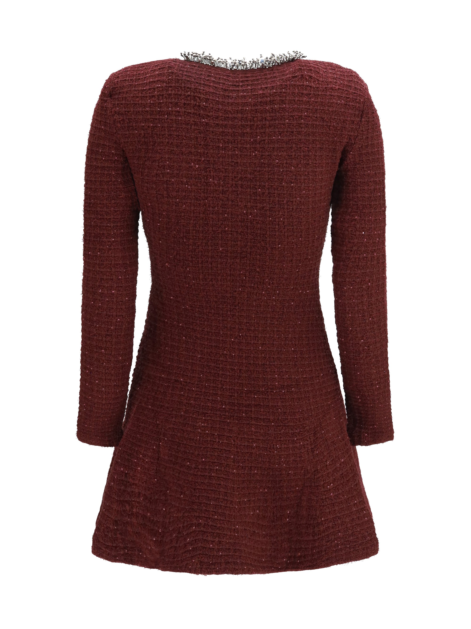 textured knit mini dress with statement buttons