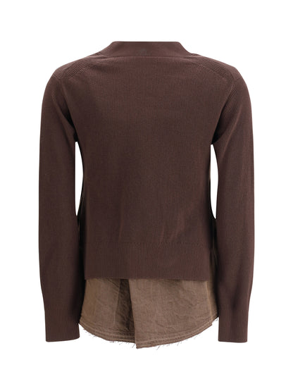 SACAI 3 cardigan with denim panel