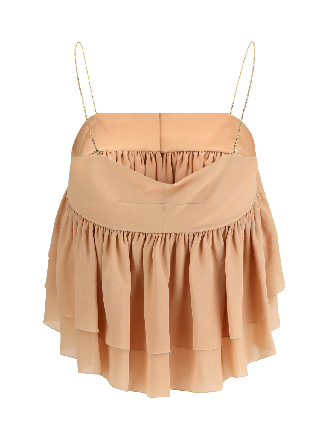 CHLOÉ 38 sleeveless ruffled top in silk georgette