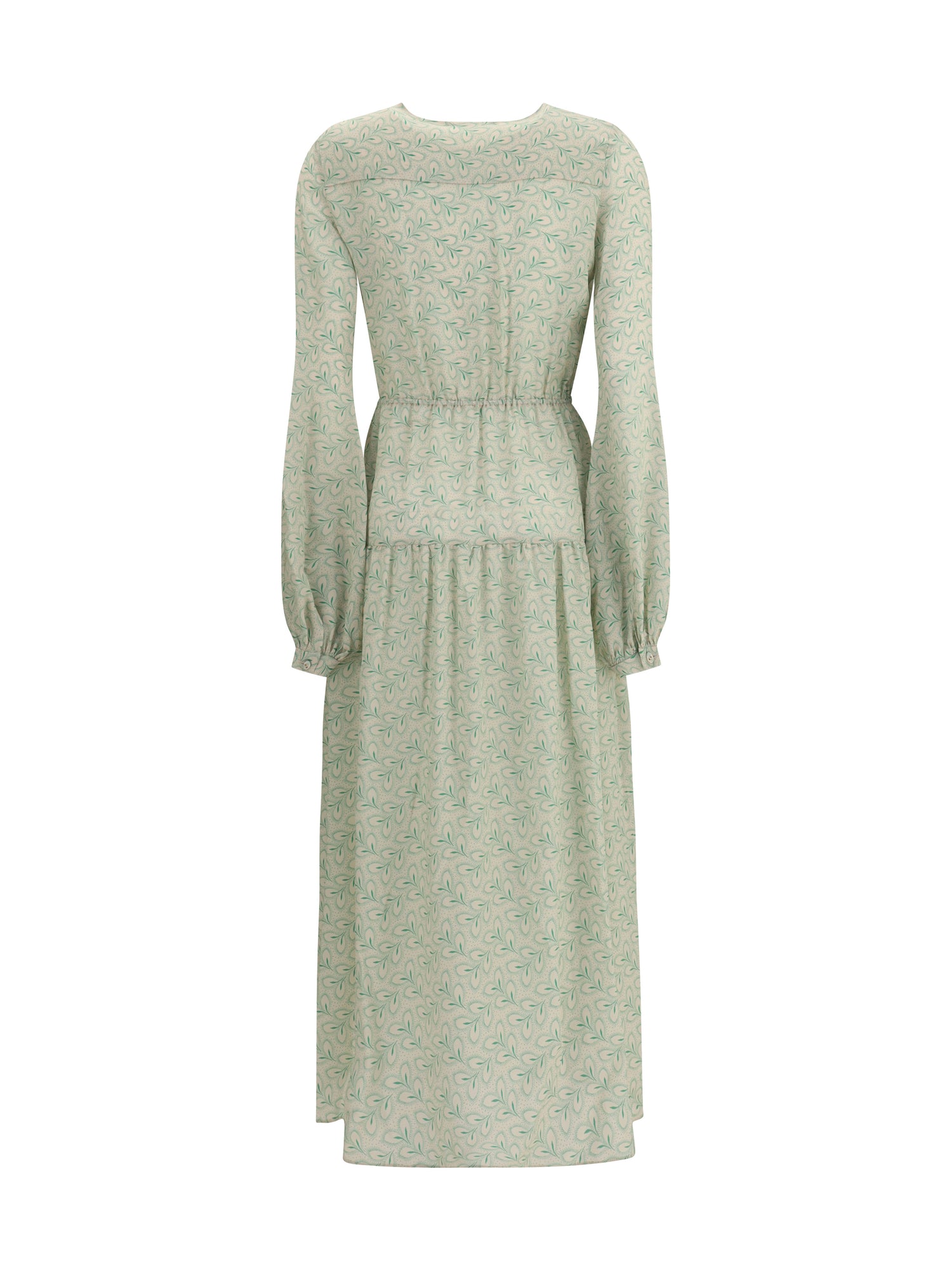 KRISTINA TI 40 silk long dress with foliage print