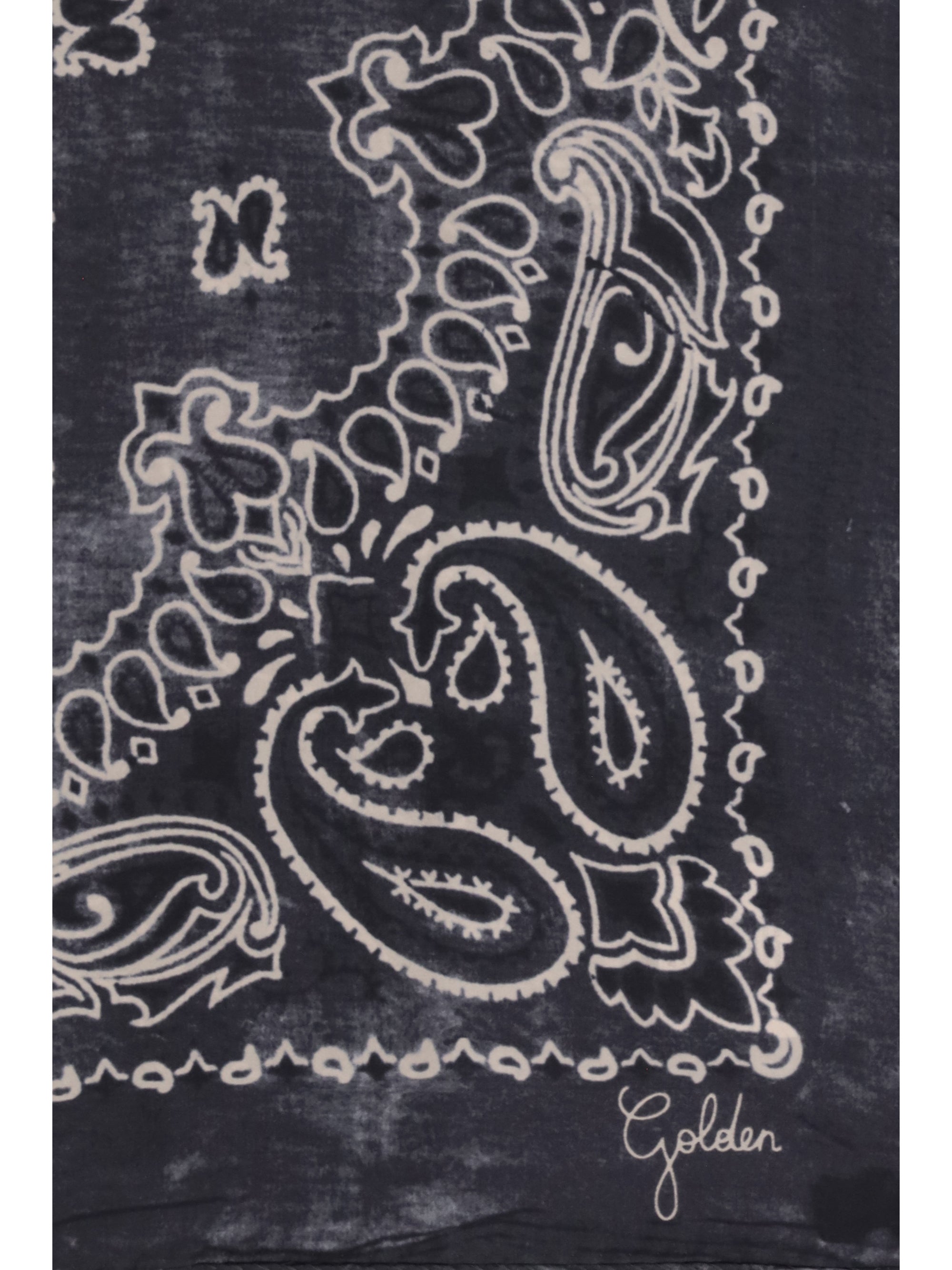 golden paisley printed silk scarf