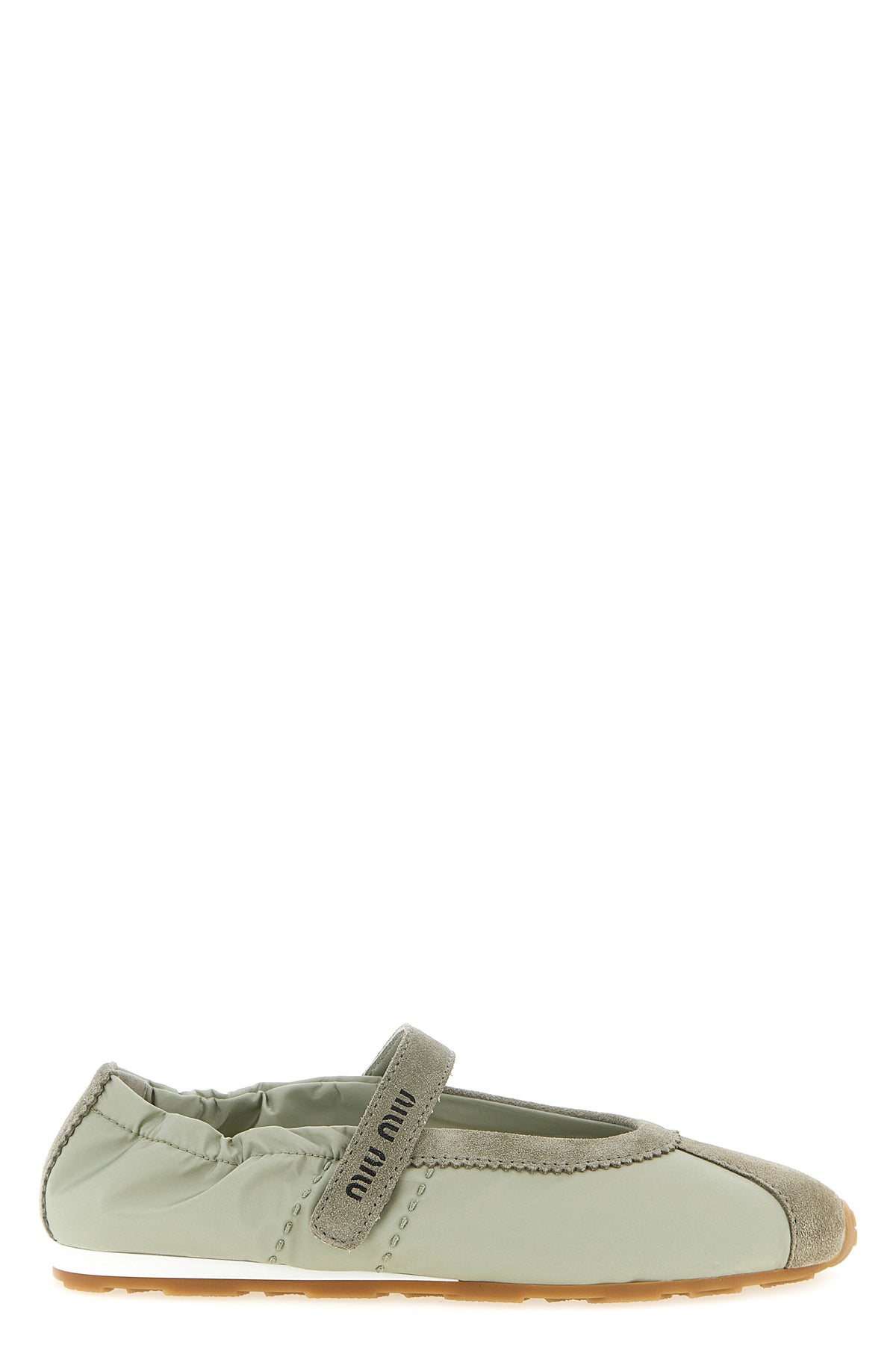 plume ballet flats in technical fabric and tone-on-tone suede