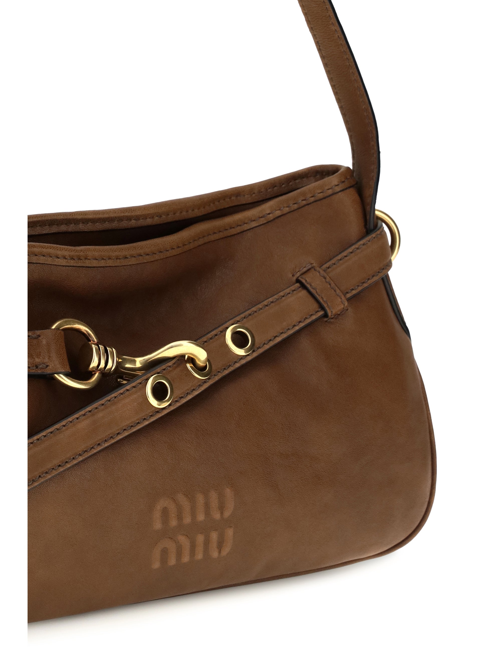 leather shoulder bag with buckle detail