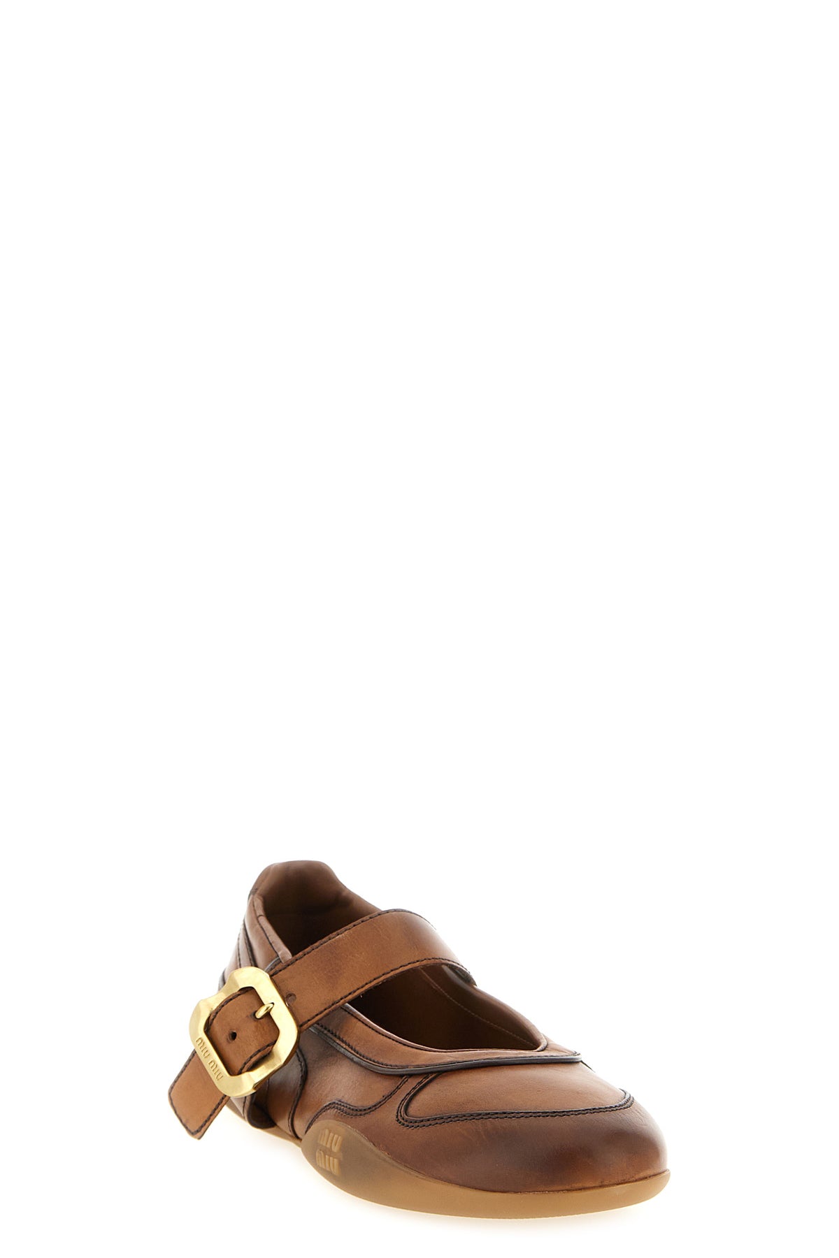 gymnasium waxed leather ballet flats