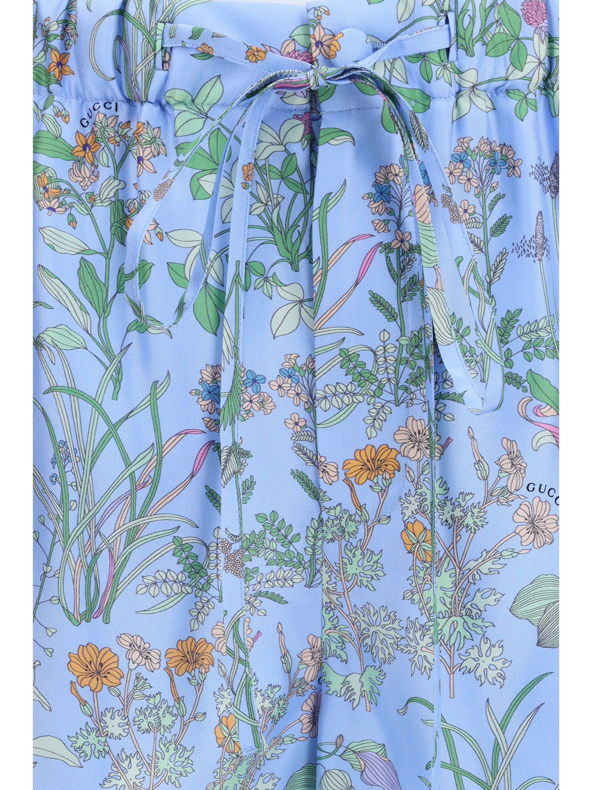 printed silk twill shorts