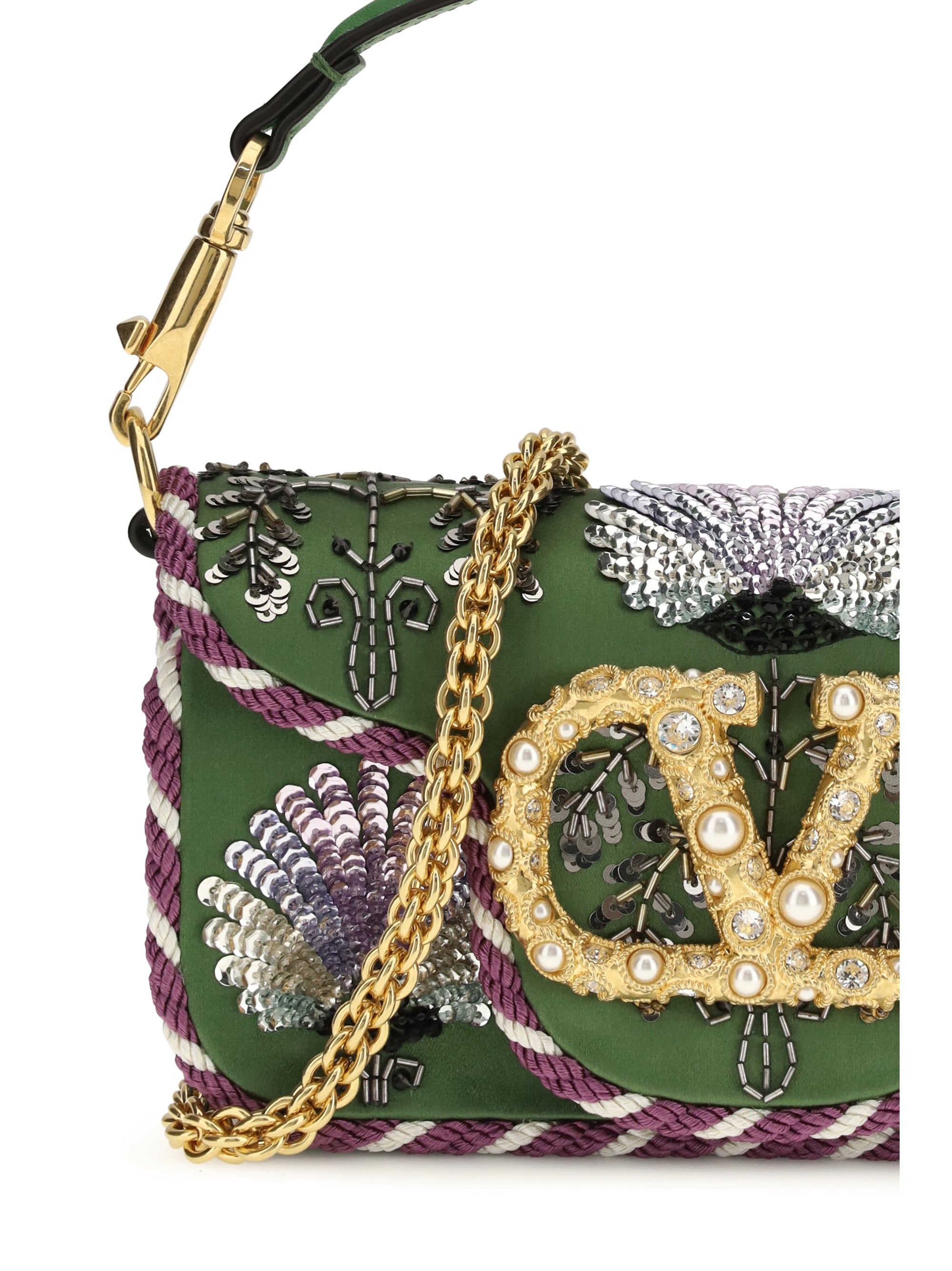 VALENTINO GARAVANI OS locò shoulder bag with floral embroidery