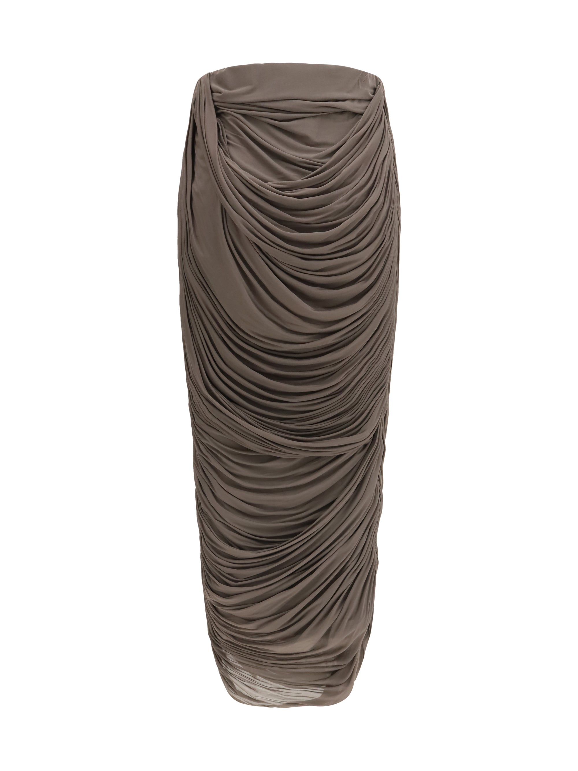draped silk midi skirt