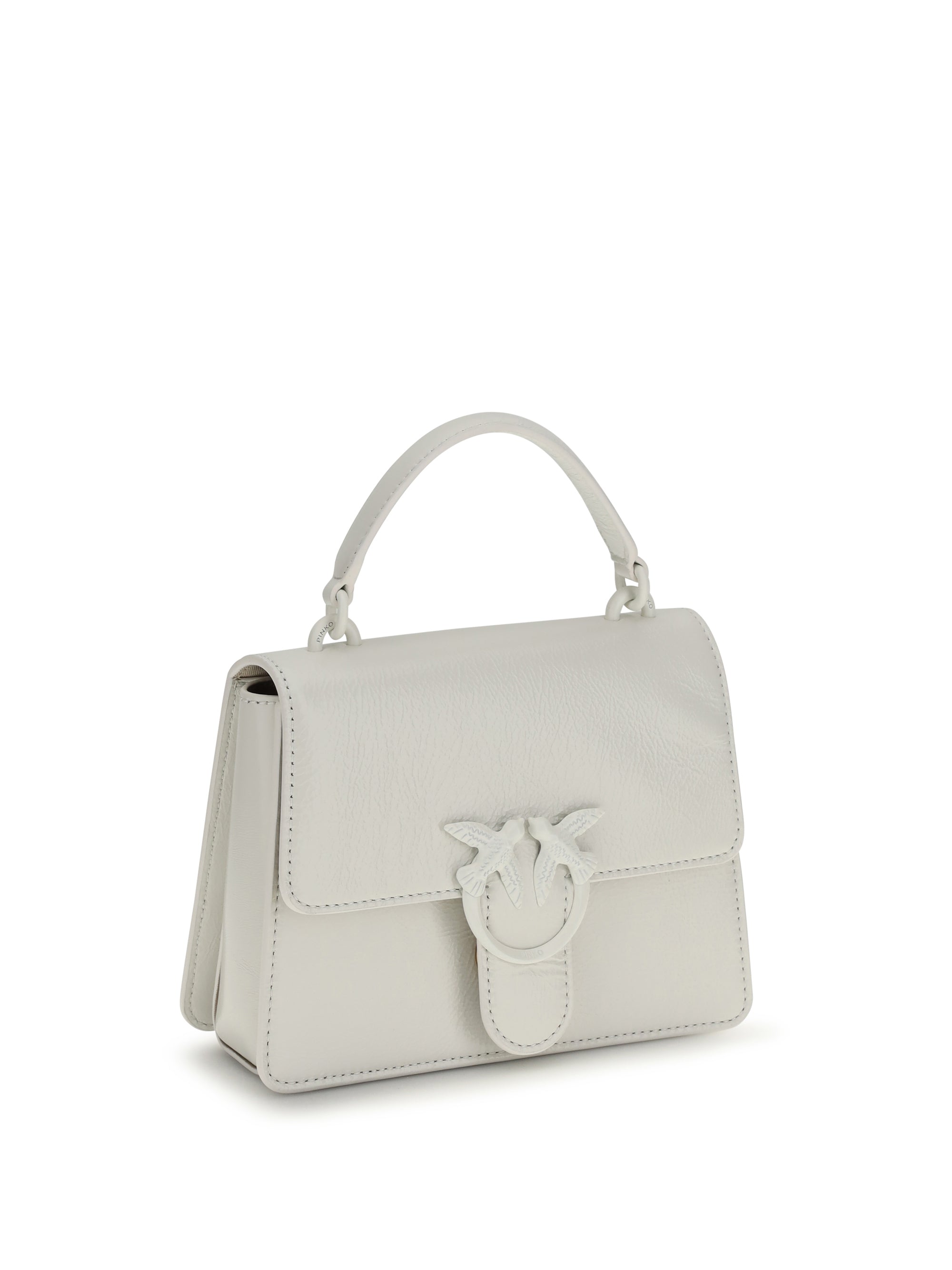 shiny leather love one top mini handbag