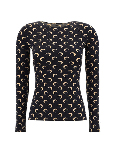 long-sleeve top with iconic all-over contrasting moon logo print