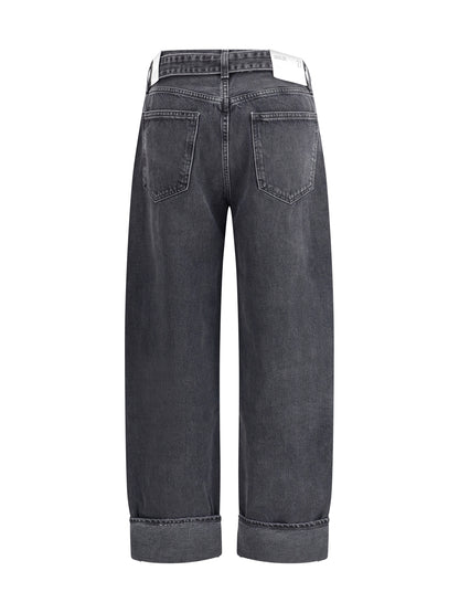 AGOLDE 27 cuffed taper wide jeans