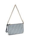 denim baguette clutch