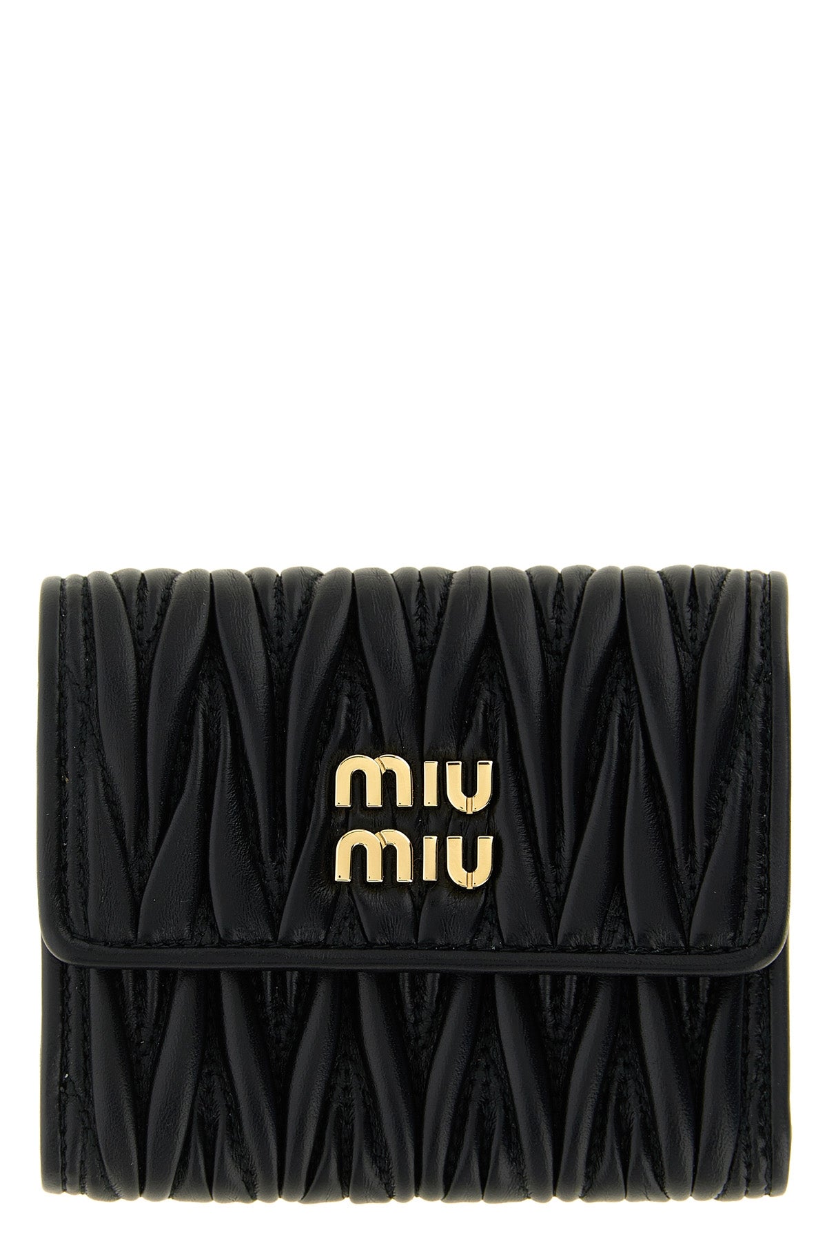 the miu miu small wallet in matelassé nappa leather is an essential accessory