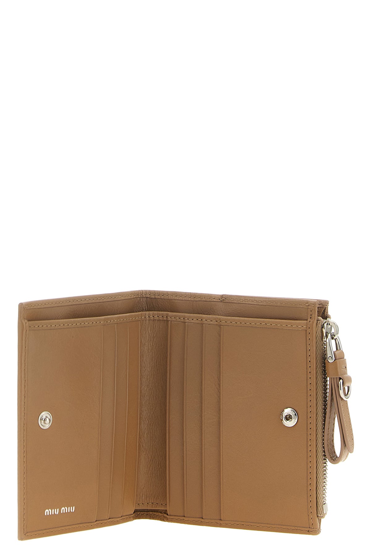 the miu miu small leather wallet embodies essential and sophisticated elegance