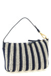 braided and smooth leather crochet cotton pouch