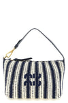 braided and smooth leather crochet cotton pouch