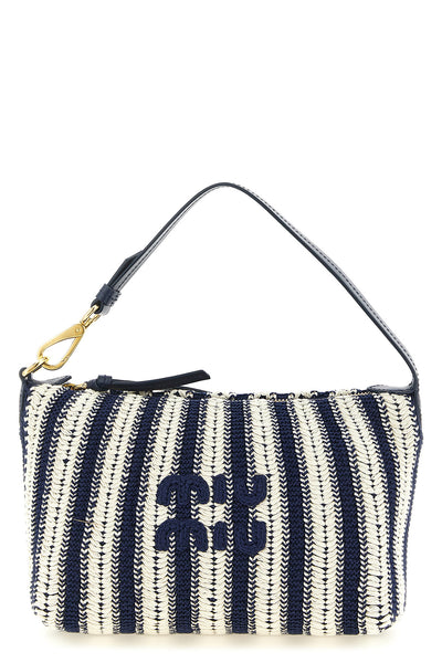 braided and smooth leather crochet cotton pouch