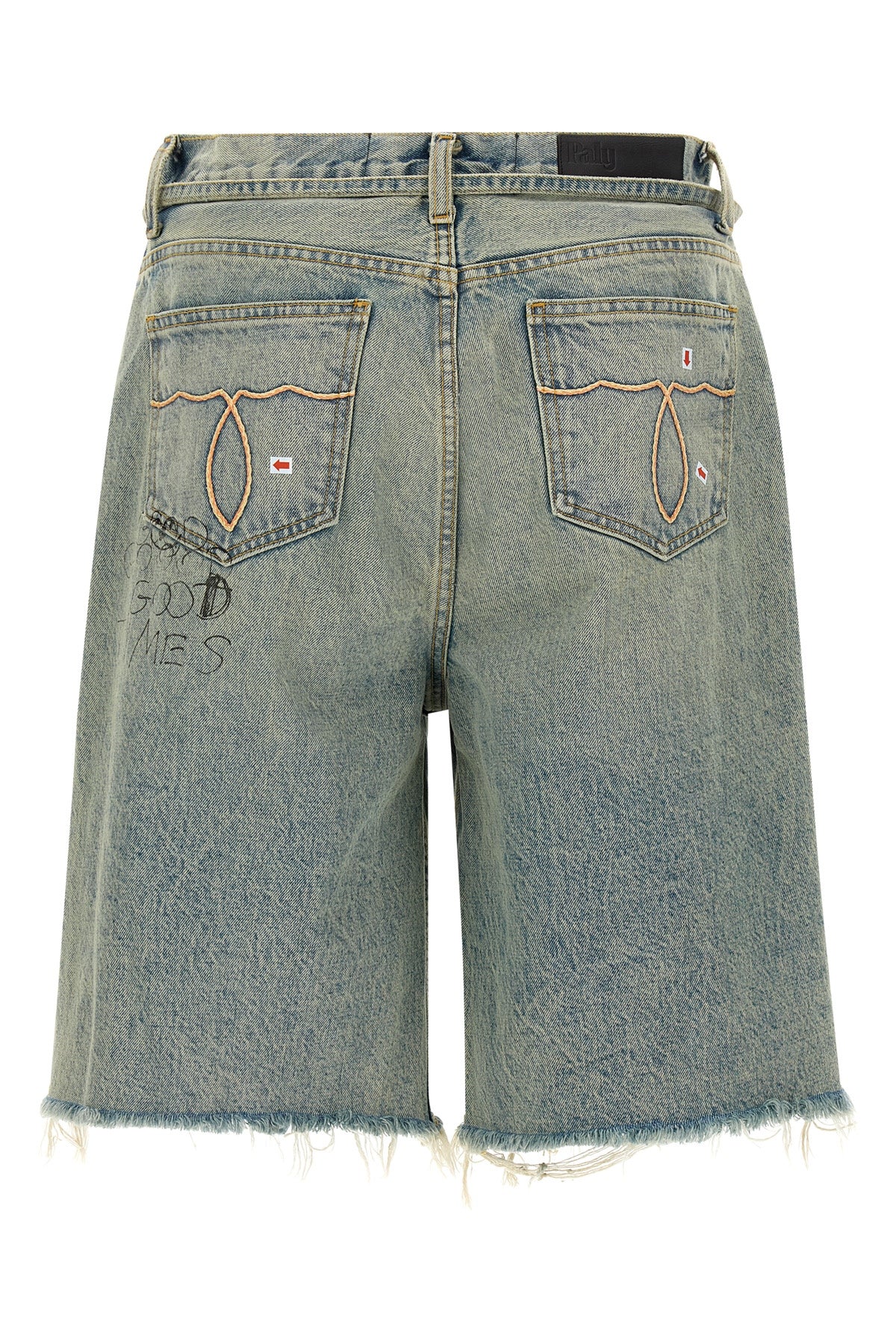 good good times used-effect stone washed cotton denim bermuda shorts