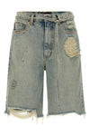 good good times used-effect stone washed cotton denim bermuda shorts