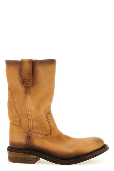 foule leather ankle boots worked for a worn and cool effect