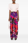 all-over patterned silk twill trousers