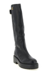 miu miu high boots in fine black buffalo leather feature a structured model clea