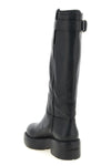 miu miu high boots in fine black buffalo leather feature a structured model clea