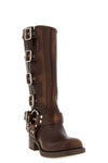 the miu miu sienna leather boot defines the silhouette through a knee structur