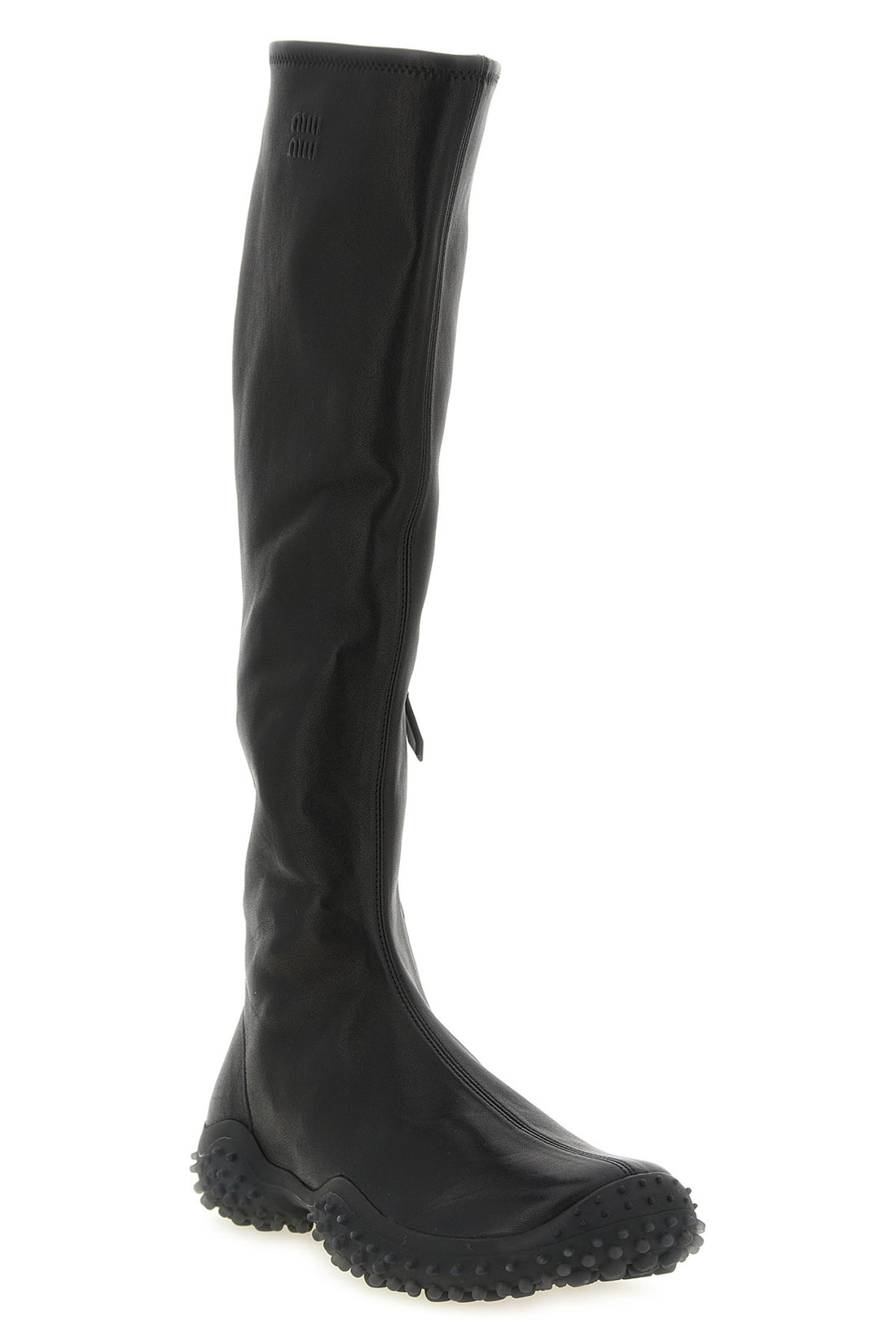 MIU MIU 37 miu miu high boots in stretch nappa leather feature a tapered silhouette defined