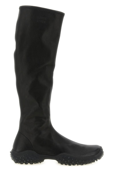 miu miu high boots in stretch nappa leather feature a tapered silhouette defined