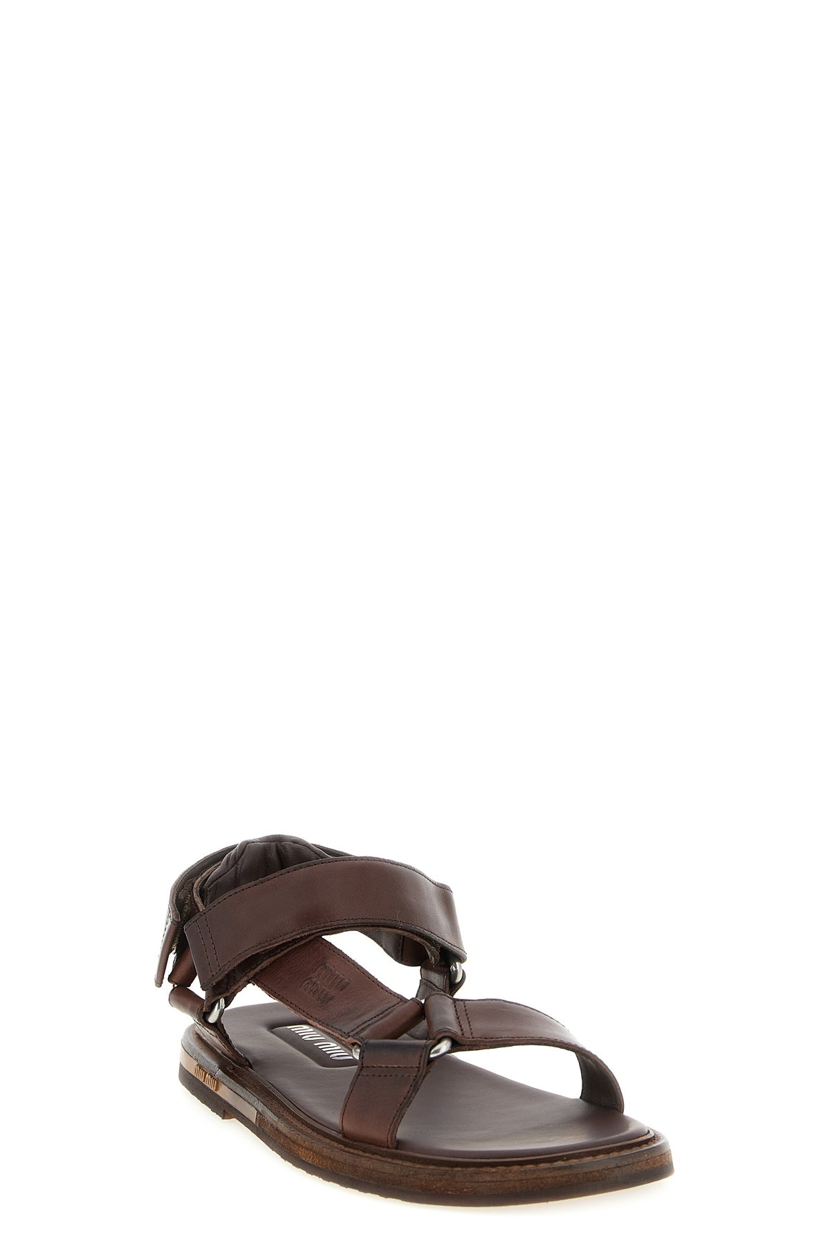 miu miu sandals in pure calf leather define an essential and structured silhouet