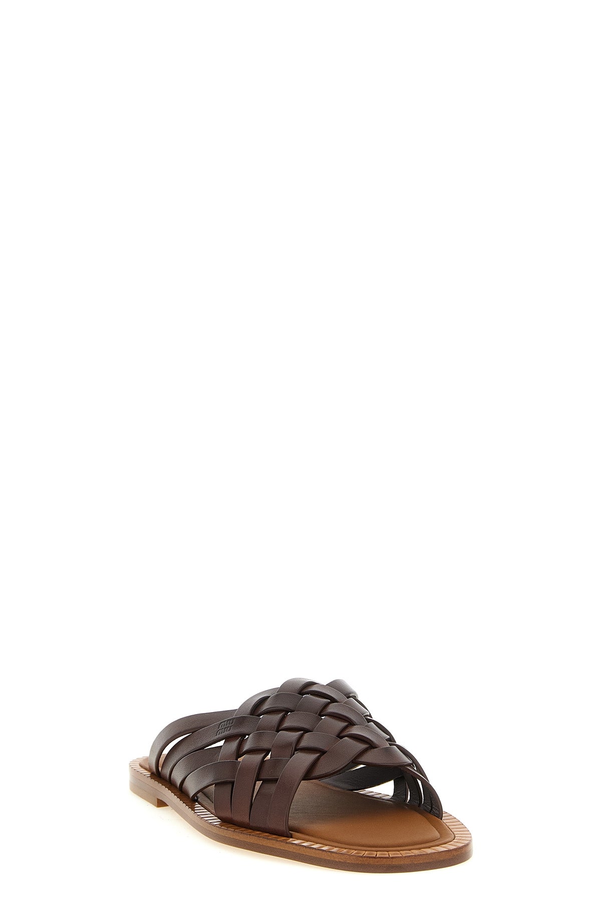 woven waxed leather sandals