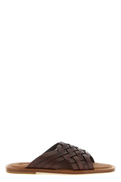 woven waxed leather sandals