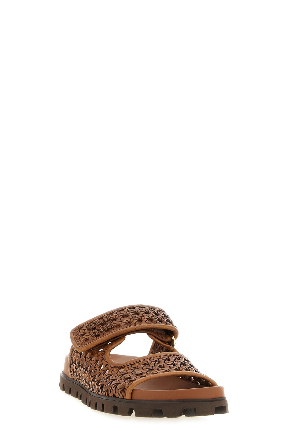 miu miu cognac-colored calf leather sandals redefine the concept of summer footw