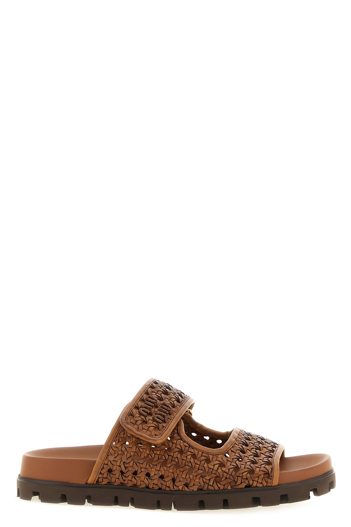 miu miu cognac-colored calf leather sandals redefine the concept of summer footw