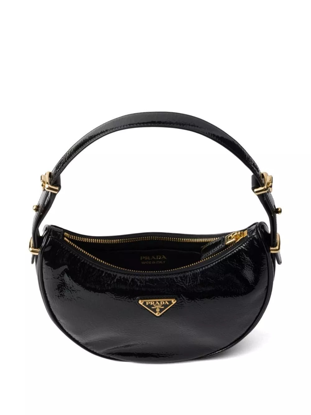 prada arqué naplak patent leather shoulder bag