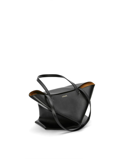 medium puzzle fold tote in shiny calfskin