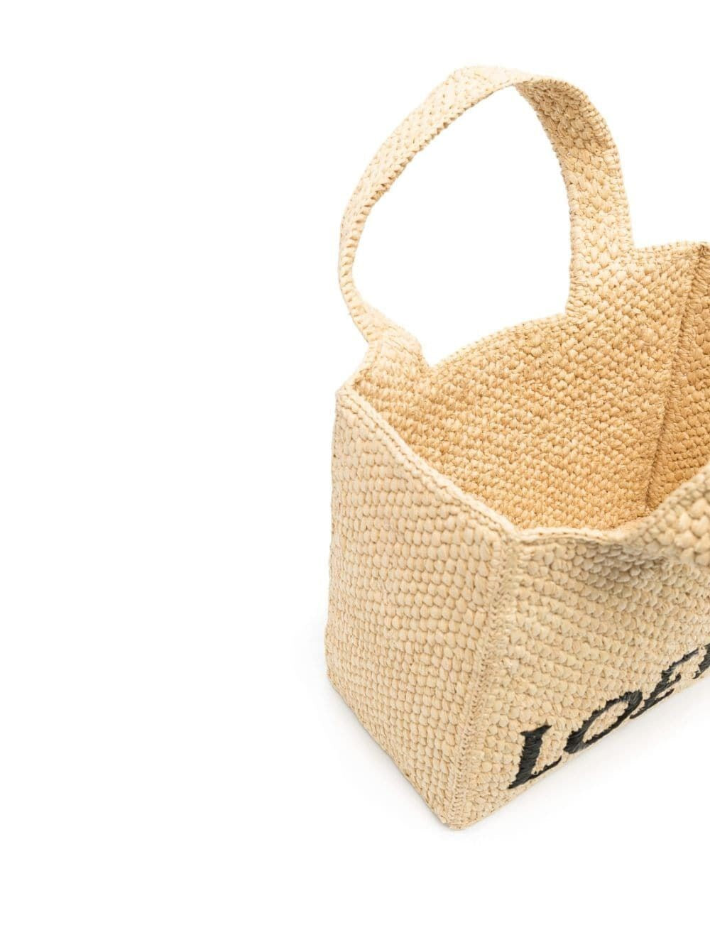 small loewe font tote bag in raffia