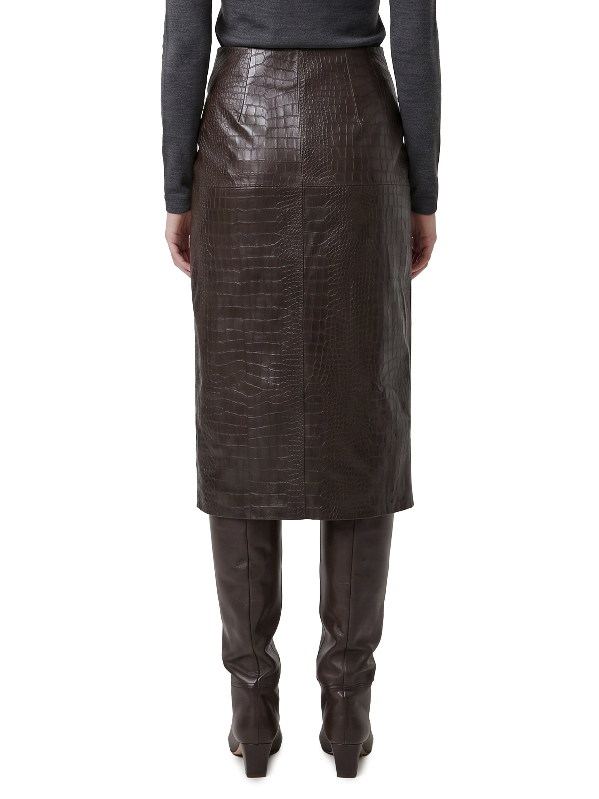 crocodile print midi skirt