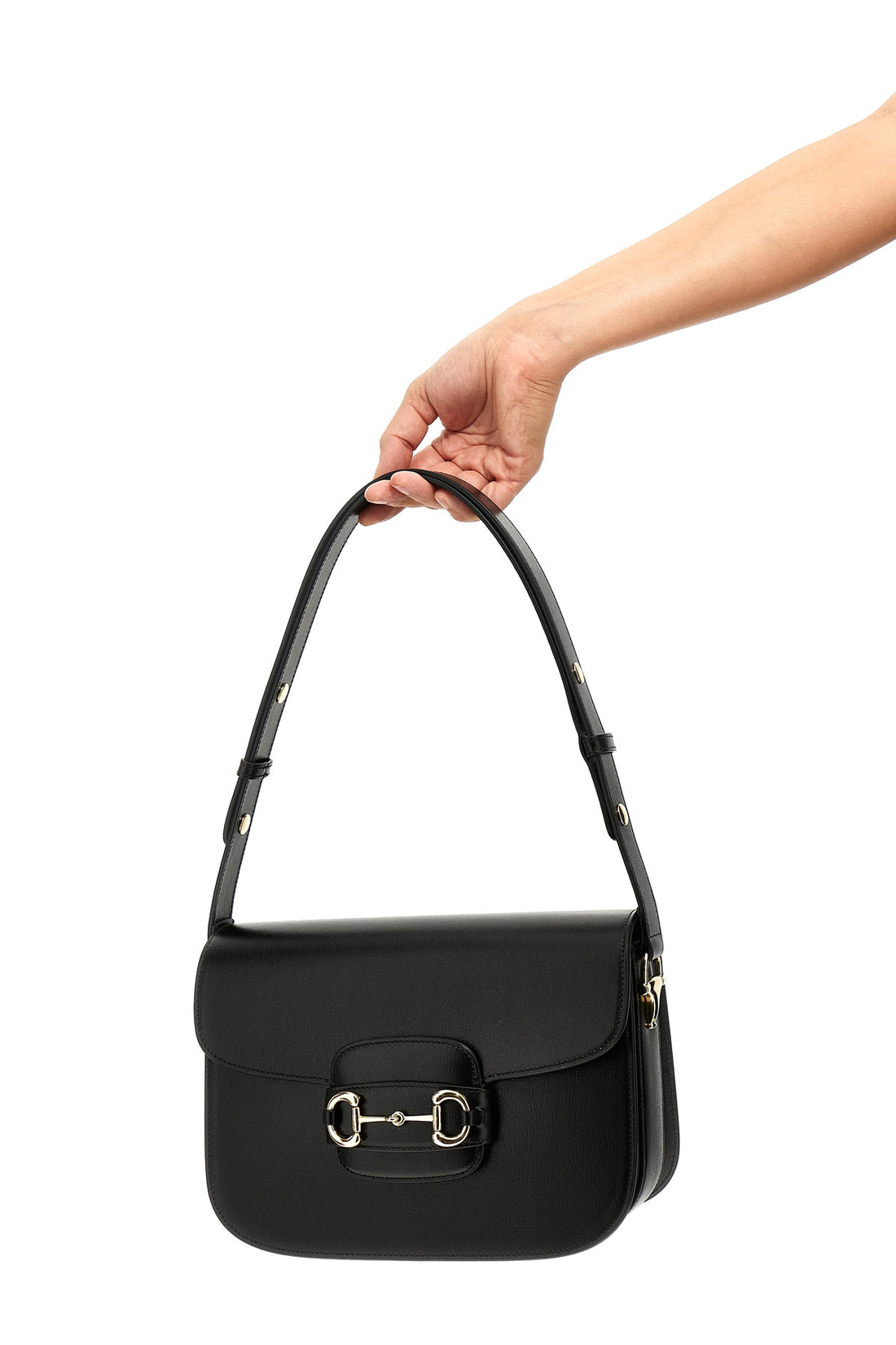 GUCCI OS gucci horsebit 1955 shoulder bag in black textured leather