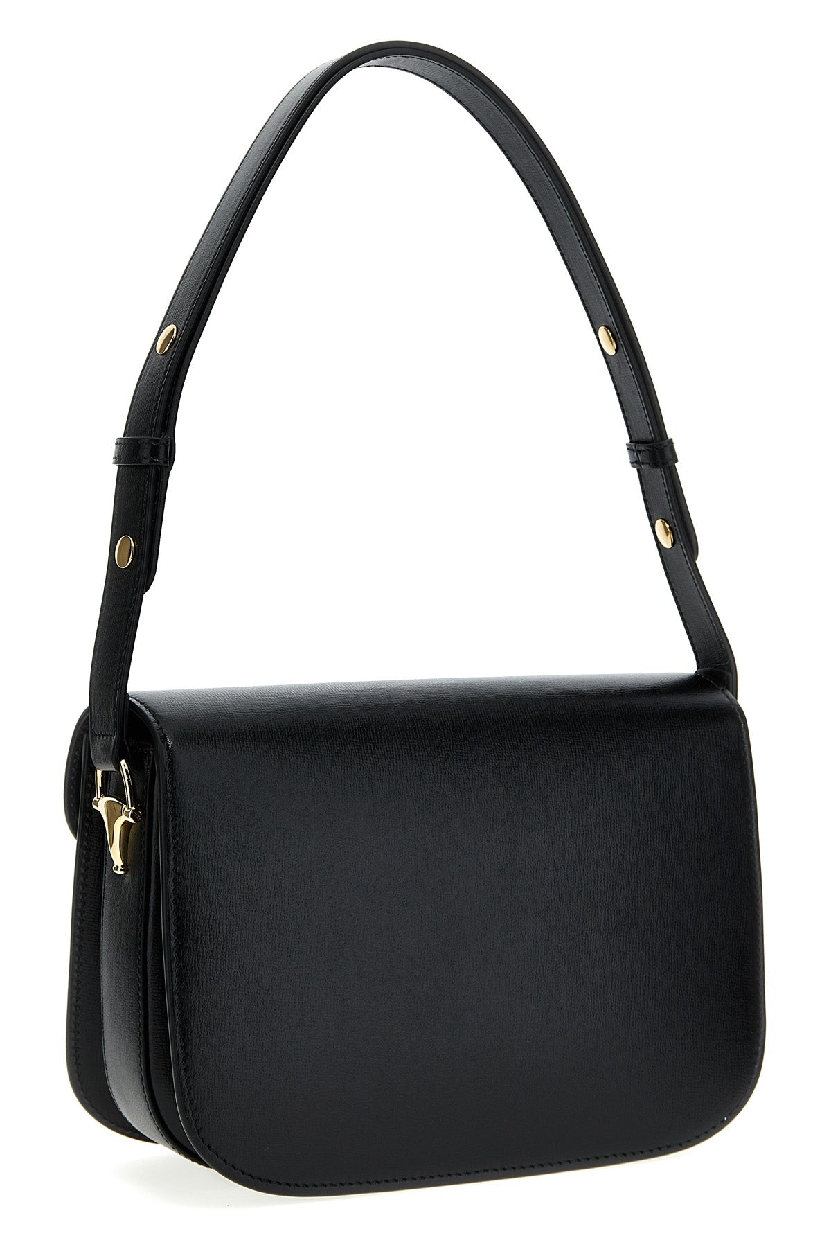 gucci horsebit 1955 shoulder bag in black textured leather