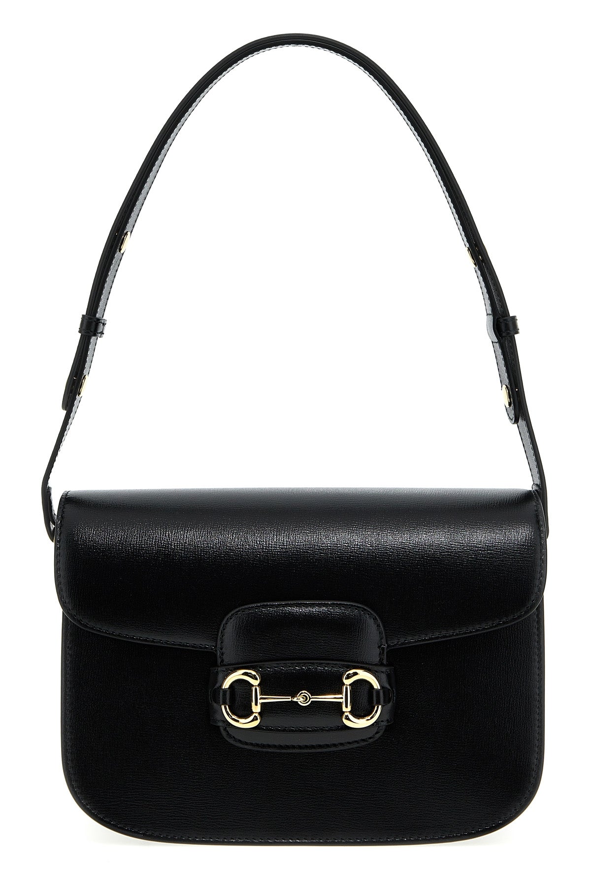 gucci horsebit 1955 shoulder bag in black textured leather
