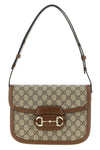 gucci horsebit 1955 shoulder bag in beige and ebony gg supreme fabric