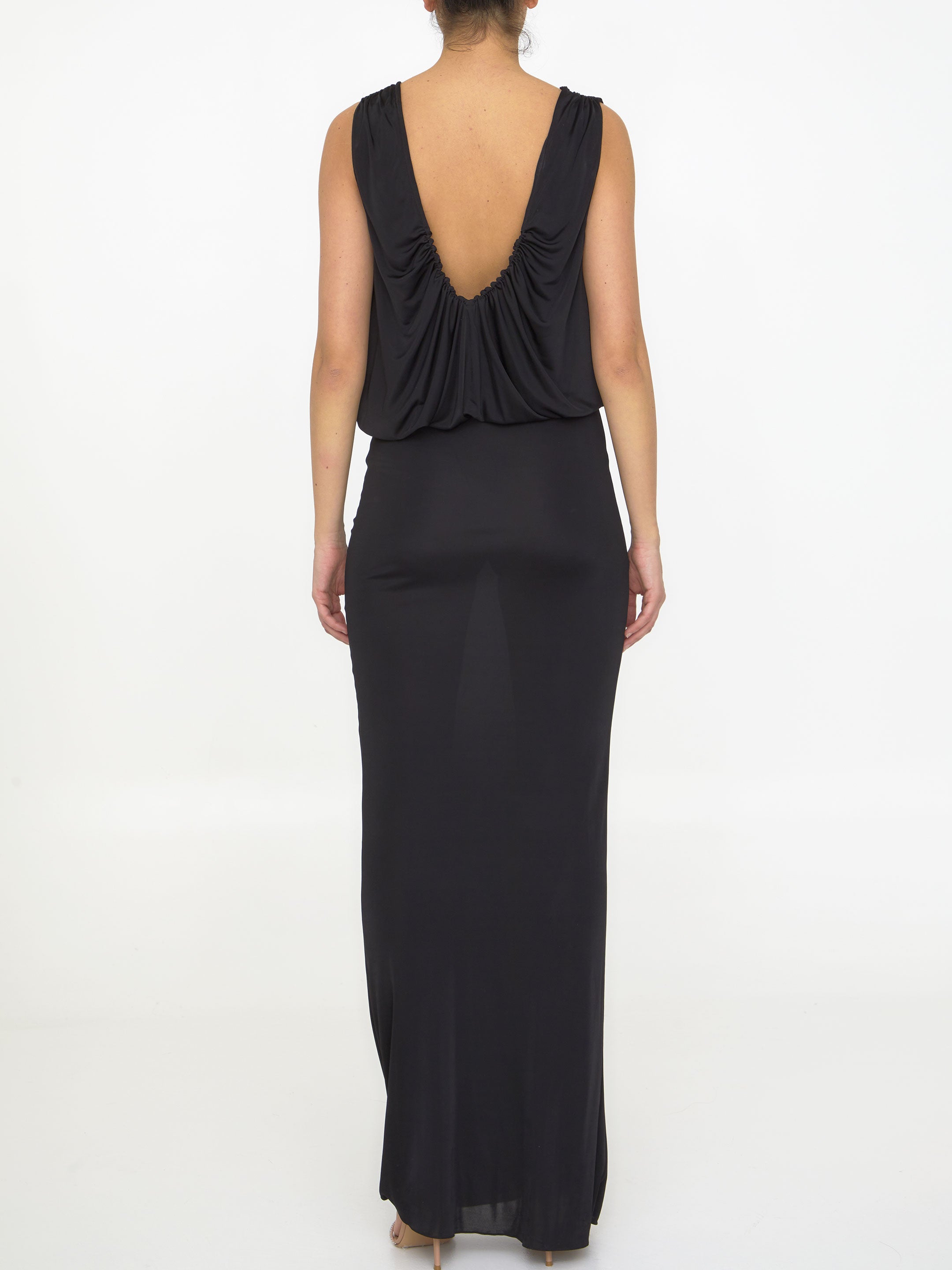 SAINT LAURENT 38 long dress in shiny jersey