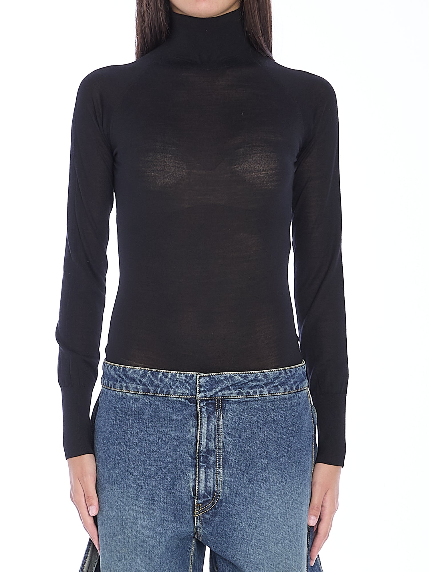 ALAIA 38 bodysuit in sheer knit
