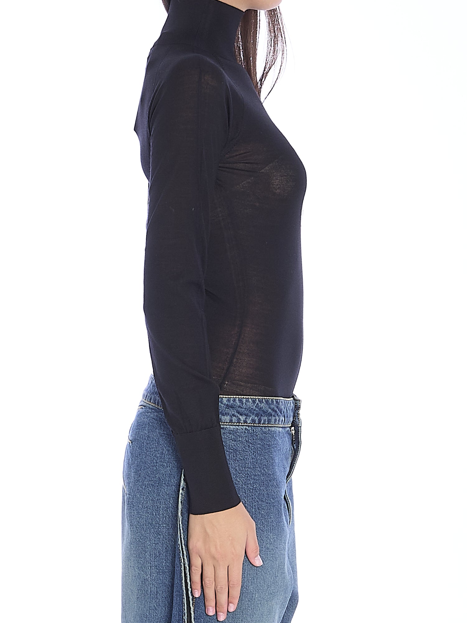 ALAIA 38 bodysuit in sheer knit