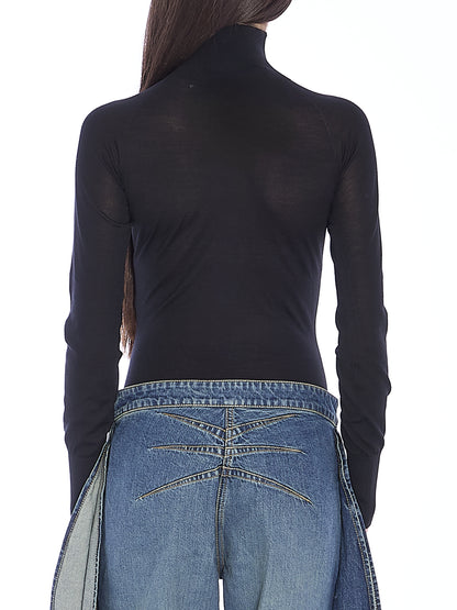 ALAIA 38 bodysuit in sheer knit