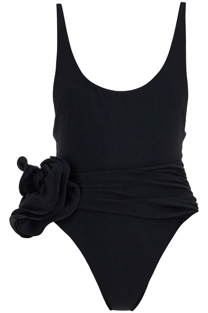 one-piece swimsuit with applied flower