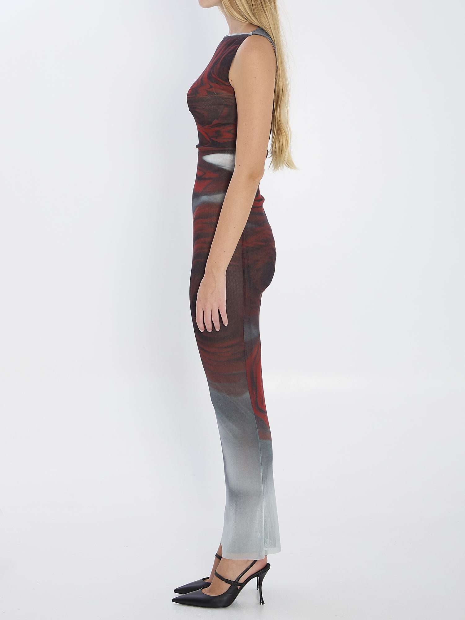 JEAN PAUL GAULTIER M blurry roses maxi dress