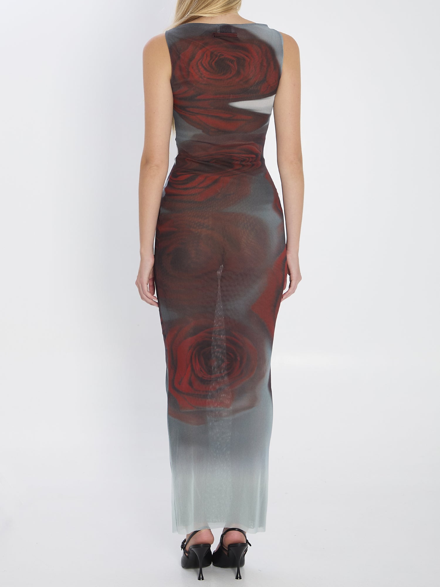 JEAN PAUL GAULTIER M blurry roses maxi dress